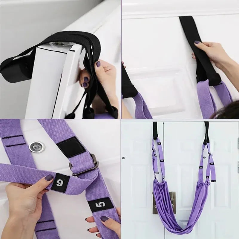 Adjustable Aerial Yoga Strap | Door Hanging Hammock Swing & Handstand Training Rope