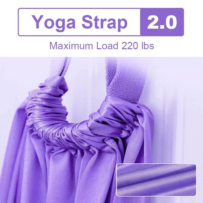 Adjustable Aerial Yoga Strap | Door Hanging Hammock Swing & Handstand Training Rope