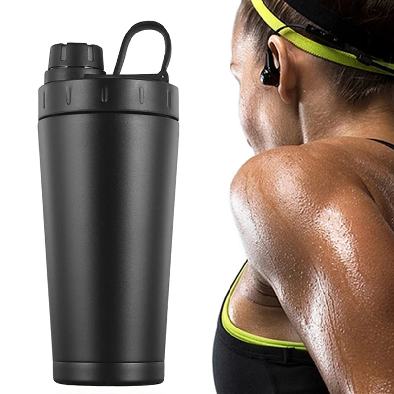500ML Stainless Steel Protein Shaker Thermos – Gym Water Bottle, Portable Mixer for Powder, Milk & Drinks | Leak-Proof Travel Cup