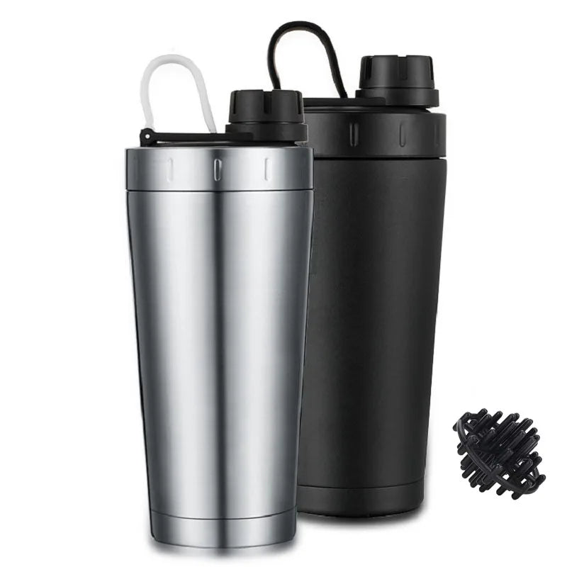500ML Stainless Steel Protein Shaker Thermos – Gym Water Bottle, Portable Mixer for Powder, Milk & Drinks | Leak-Proof Travel Cup