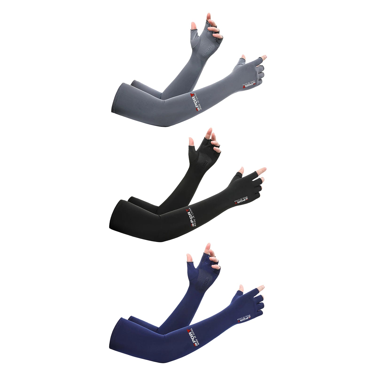 Summer Anti-UV Cooling ‌Ice Silk Arm Sleeves Breathable Stretchy Cover UV Protection Sun Sleeves for Cycling Running Sports 2 pair