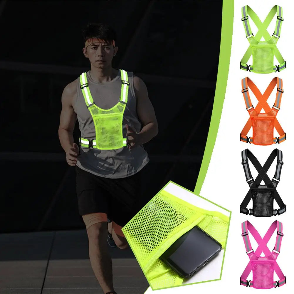 Reflective Safety Vests Lightweight Adjustable Elastic Vest Jacket Hi Vis Reflective Strips for Traffic Control Running Cycling