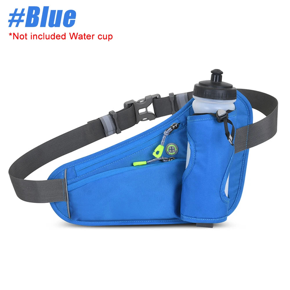 Adjustable Waterproof Running Waist Pack – No-Bounce Belt Bag with Bottle Holder, Headphone Port & Reflective Strips for Men & Women