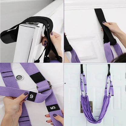 Adjustable Aerial Yoga Strap | Door Hanging Hammock Swing & Handstand Training Rope