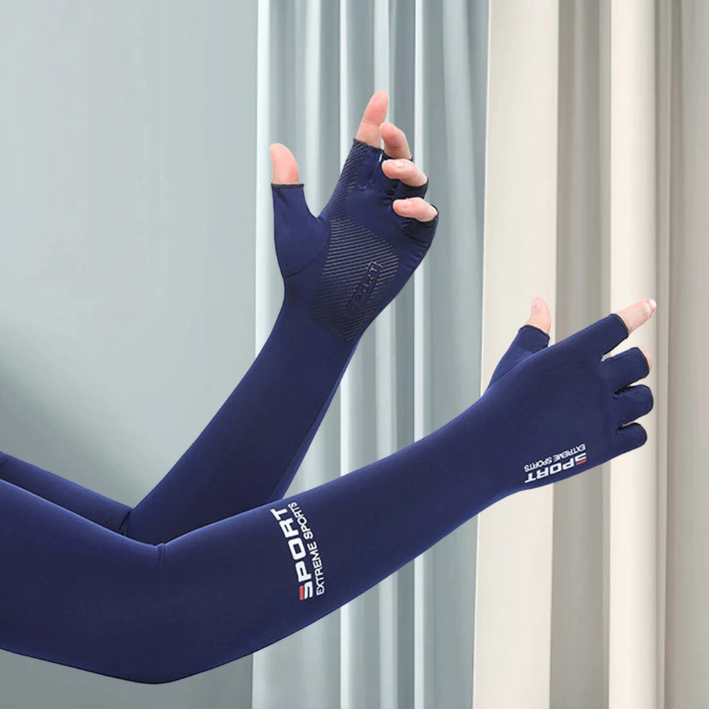 Summer Anti-UV Cooling ‌Ice Silk Arm Sleeves Breathable Stretchy Cover UV Protection Sun Sleeves for Cycling Running Sports 2 pair