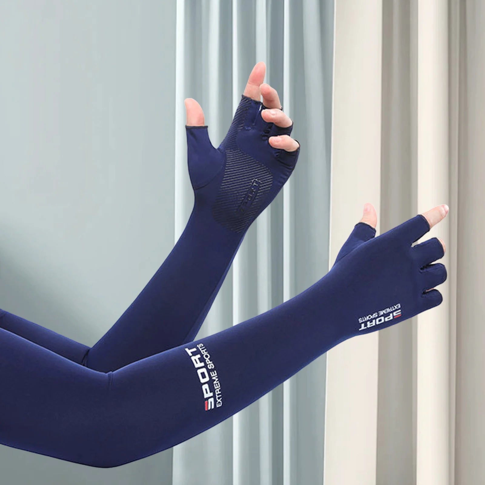Summer Anti-UV Cooling ‌Ice Silk Arm Sleeves Breathable Stretchy Cover UV Protection Sun Sleeves for Cycling Running Sports 2 pair