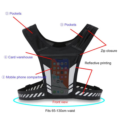 Reflective Running Vest |Phone & Key Holder