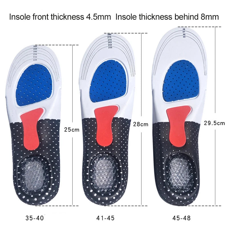 Silicone Gel Sport Insoles – Orthopedic Shock Absorption & Arch Support for Men and Women
