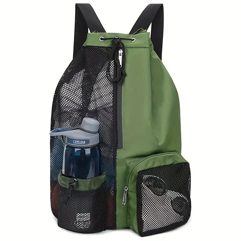 Swim Bag with Wet Pocket |  Mesh Drawstring Backpack