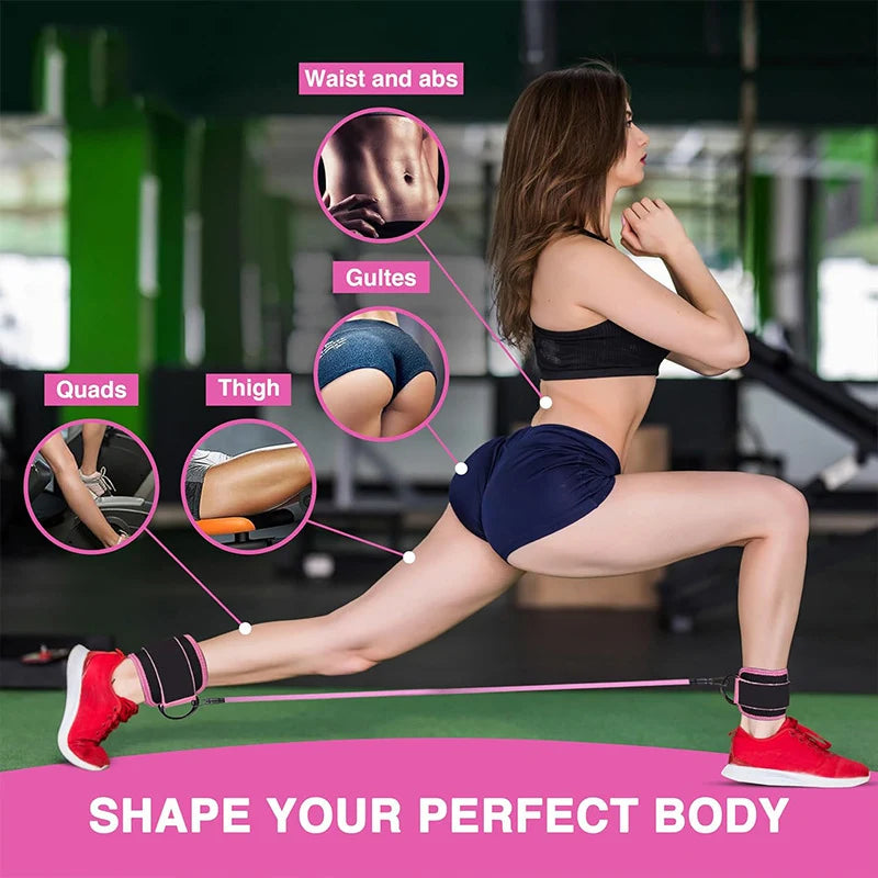 Knöchelriemen-Widerstandsbänder für Hüft- und Beinstärke, Zugseil, Fitness, elastisches Training, Zuhause, Yoga, Pilatus, Crossfit, Workout, Fitnessstudio