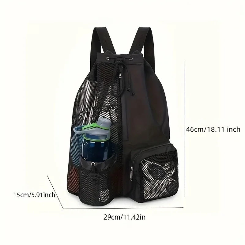 Swim Bag with Wet Pocket |  Mesh Drawstring Backpack