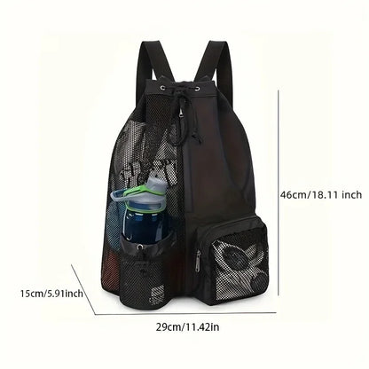 Swim Bag with Wet Pocket |  Mesh Drawstring Backpack