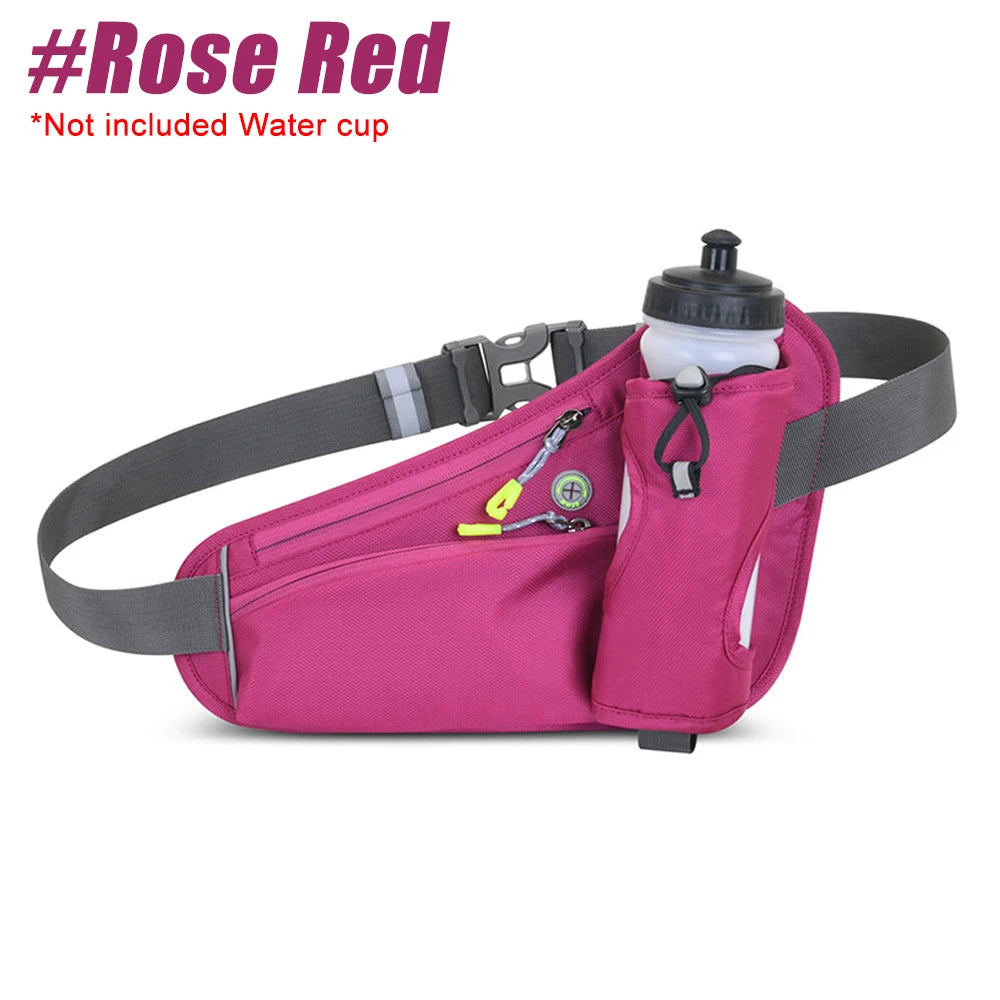 Adjustable Waterproof Running Waist Pack – No-Bounce Belt Bag with Bottle Holder, Headphone Port & Reflective Strips for Men & Women