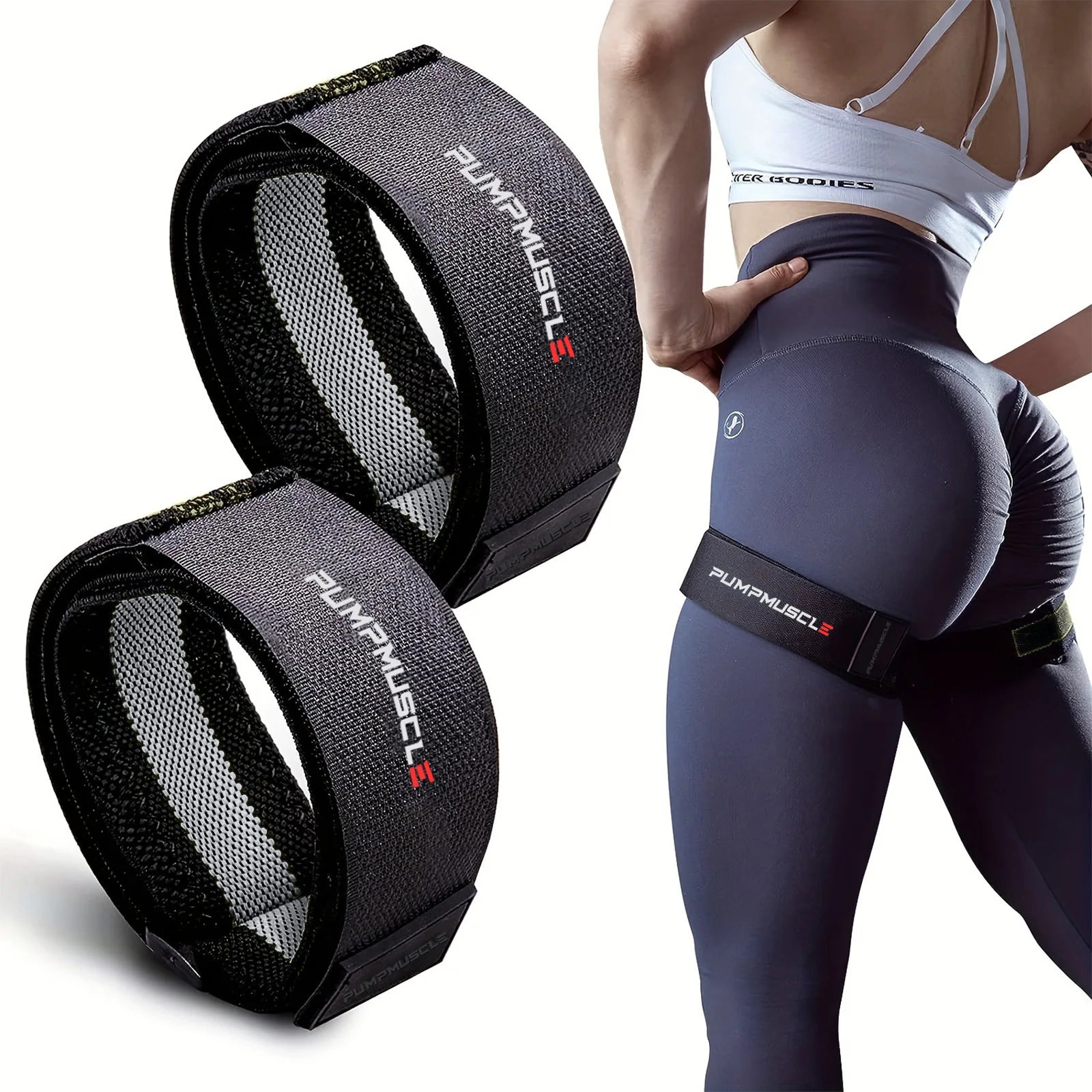 2pcs Adjustable Leg Blood Flow Restriction Bands – Enhance Muscle Growth & Strength, Ideal for Leg Workouts, Glute Exercises