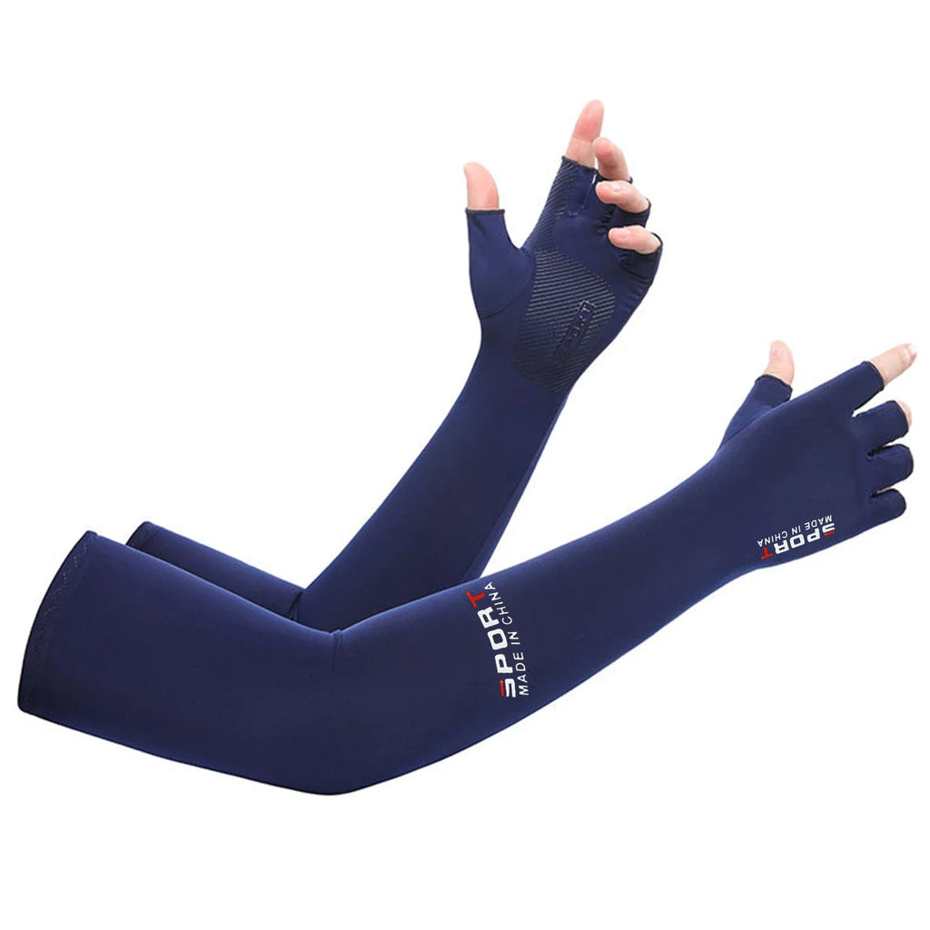 Summer Anti-UV Cooling ‌Ice Silk Arm Sleeves Breathable Stretchy Cover UV Protection Sun Sleeves for Cycling Running Sports 2 pair