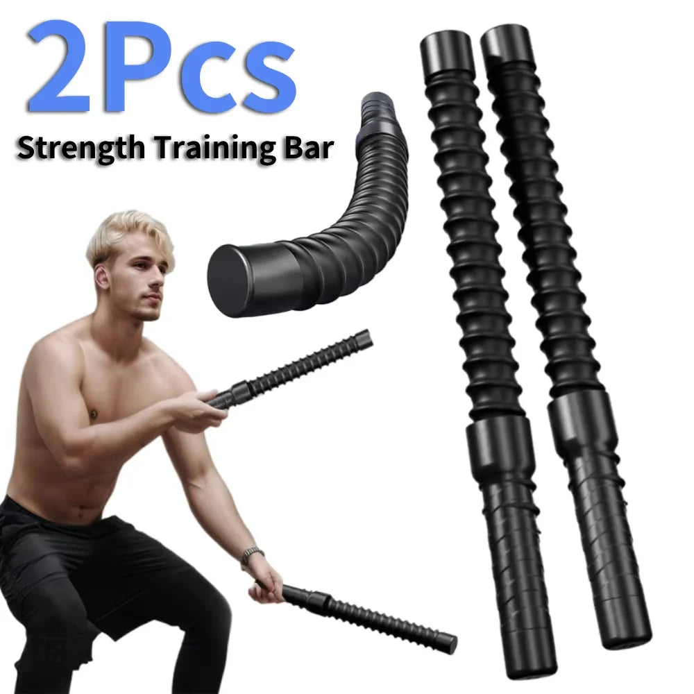 2Pc Arm Strength Training Bars – Spring-Loaded Biceps & Triceps Muscle Trainer with Ergonomic Grip