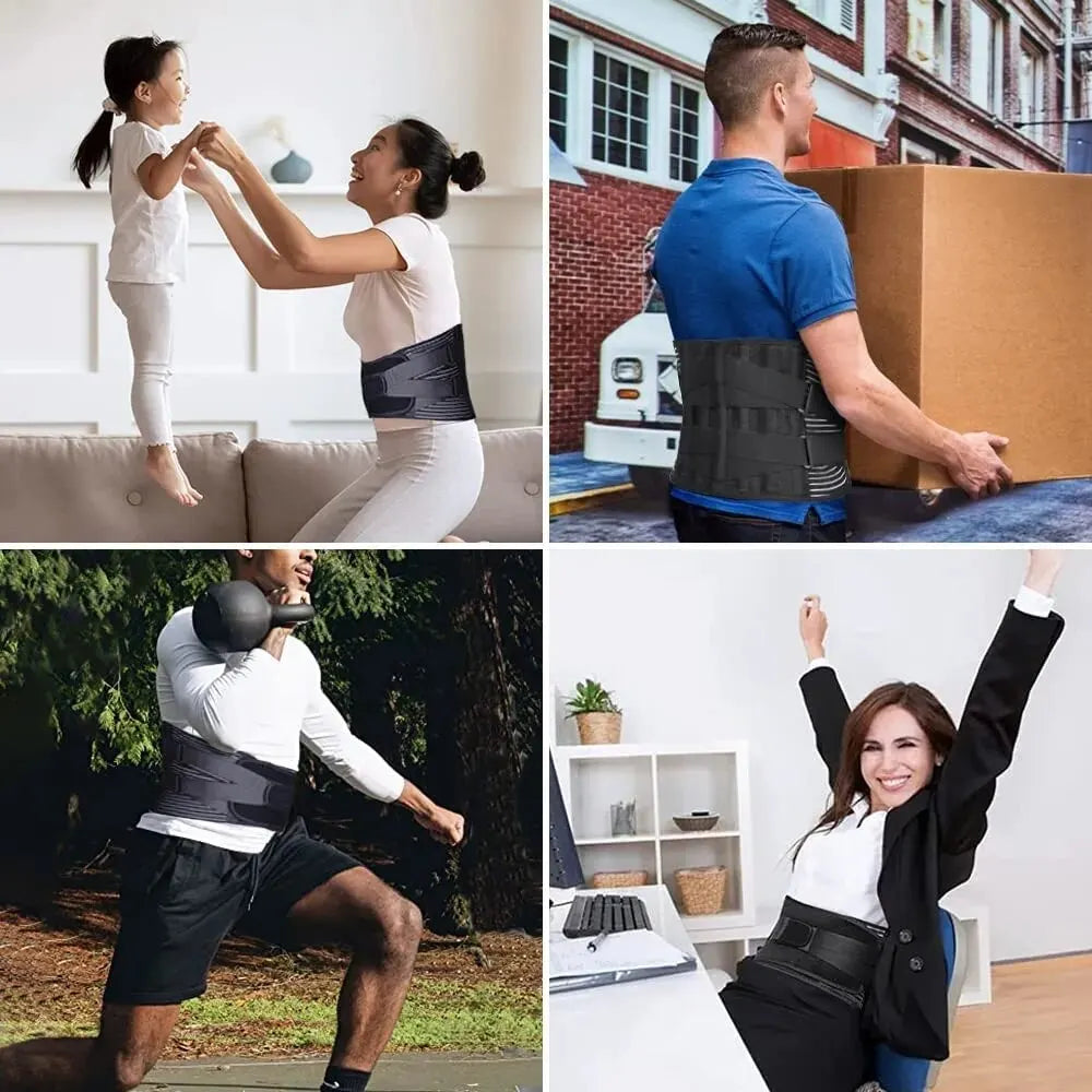 Verstellbarer Lordosenstützgürtel, doppelter Rückziehgürtel, orthopädisches Korsett, Dekompression der Wirbelsäule, Linderung von Rückenschmerzen, Straffung des Bauches