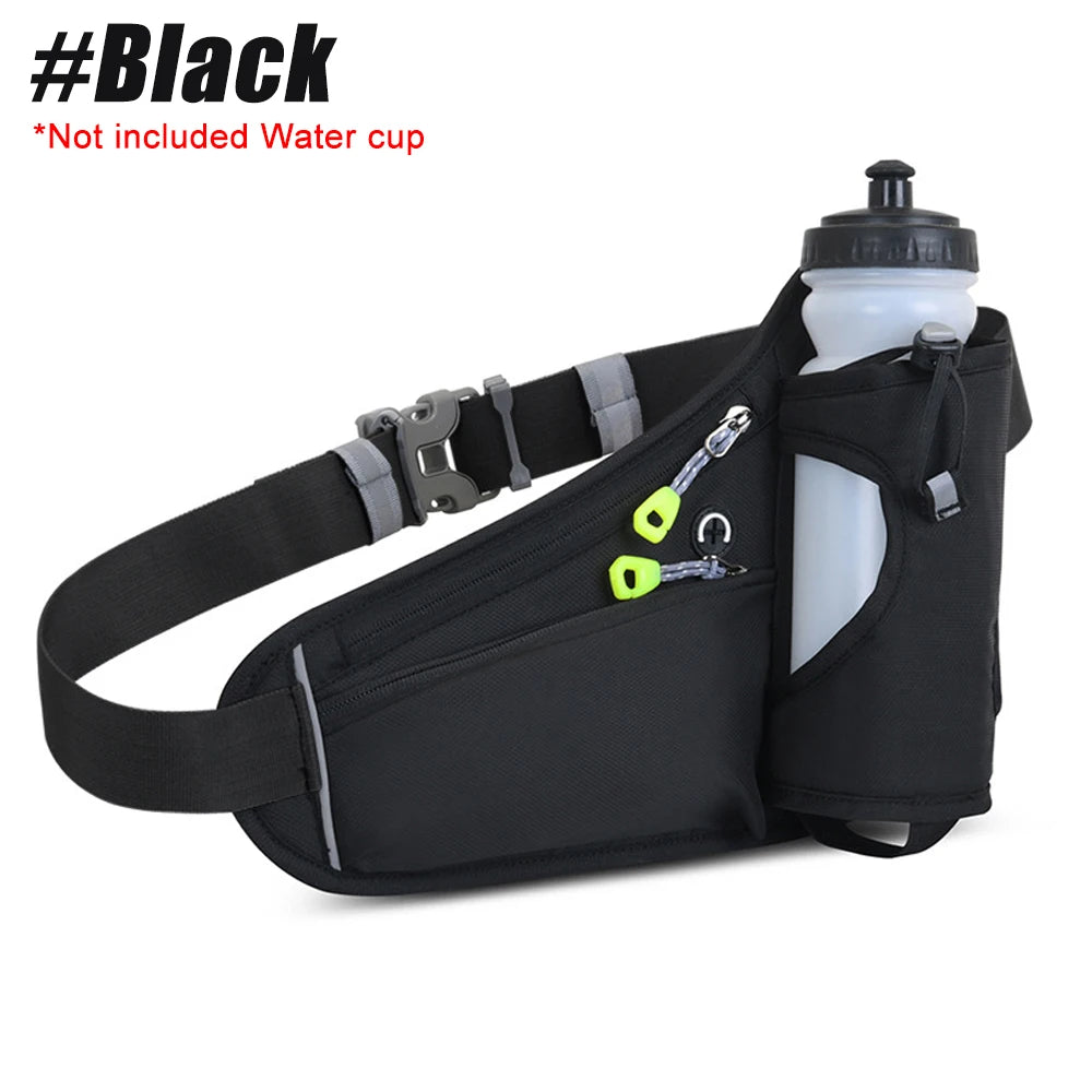 Adjustable Waterproof Running Waist Pack – No-Bounce Belt Bag with Bottle Holder, Headphone Port & Reflective Strips for Men & Women