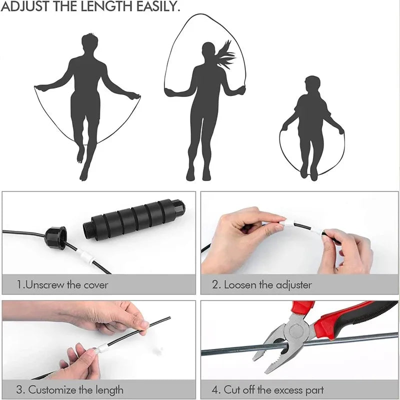Adjustable Speed Jump Rope with Ball Bearings – Tangle-Free Steel Wire & Foam Handles for Fitness & Weight Loss