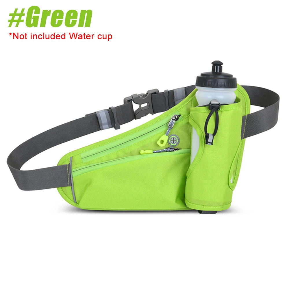 Adjustable Waterproof Running Waist Pack – No-Bounce Belt Bag with Bottle Holder, Headphone Port & Reflective Strips for Men & Women