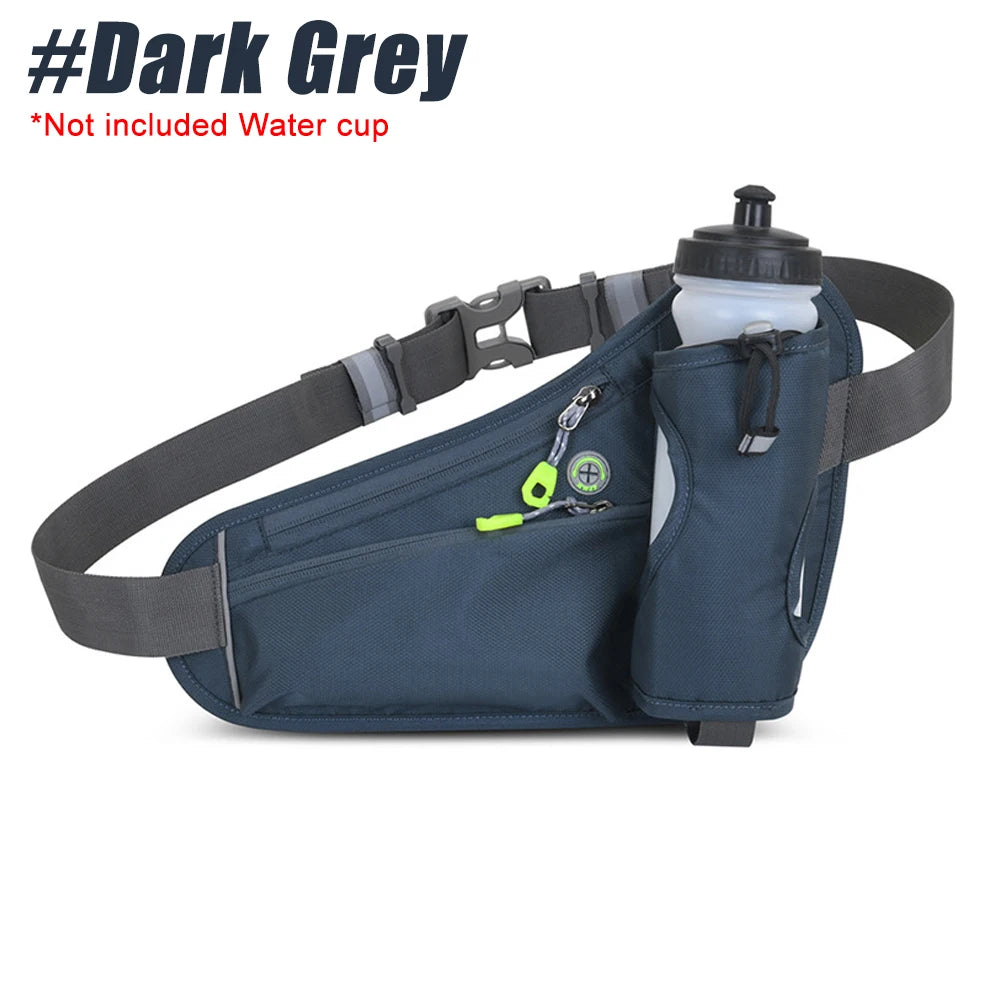 Adjustable Waterproof Running Waist Pack – No-Bounce Belt Bag with Bottle Holder, Headphone Port & Reflective Strips for Men & Women