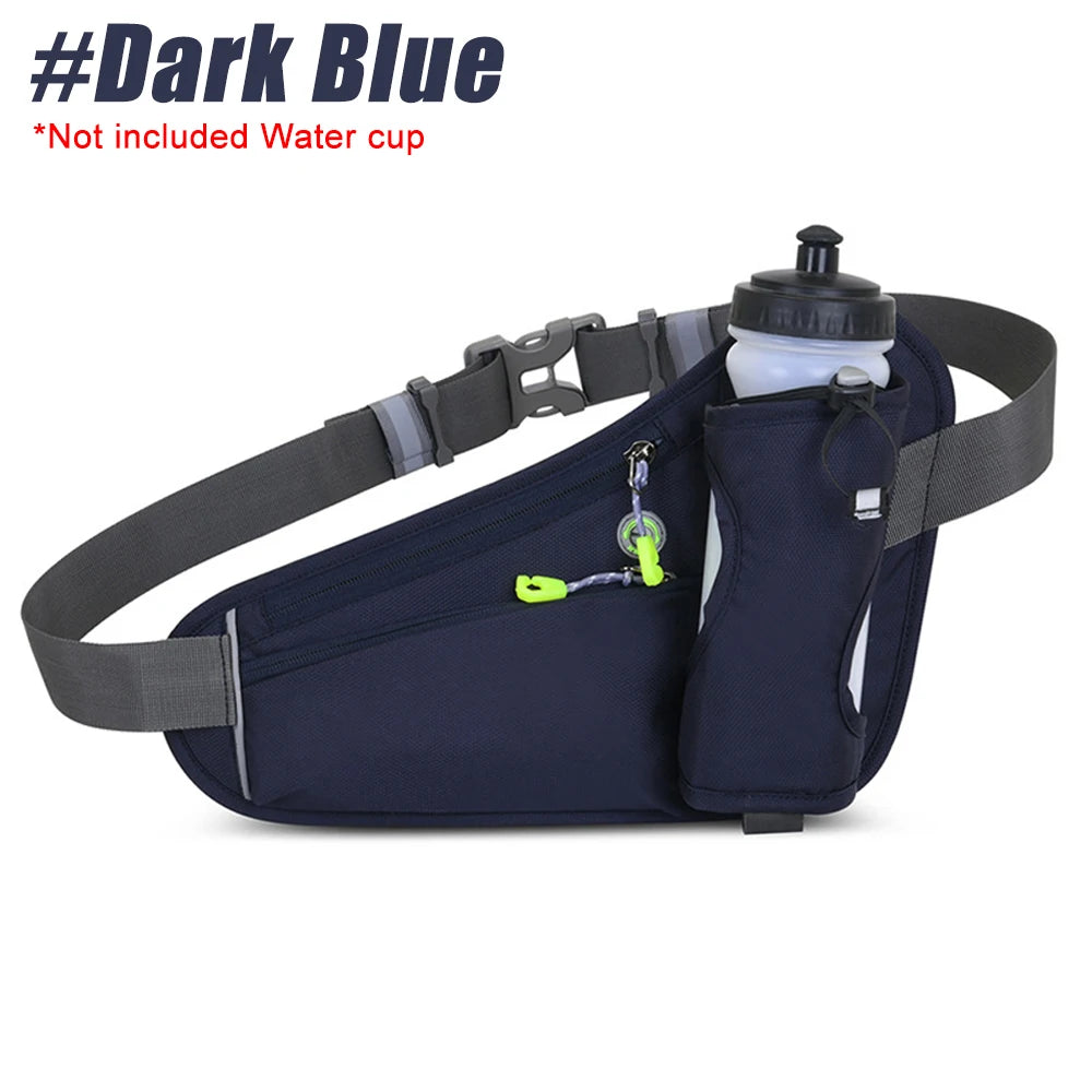 Adjustable Waterproof Running Waist Pack – No-Bounce Belt Bag with Bottle Holder, Headphone Port & Reflective Strips for Men & Women