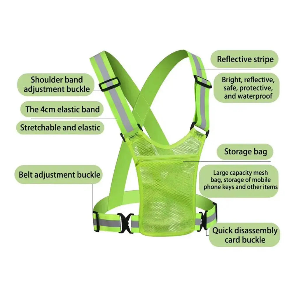 Reflective Safety Vests Lightweight Adjustable Elastic Vest Jacket Hi Vis Reflective Strips for Traffic Control Running Cycling