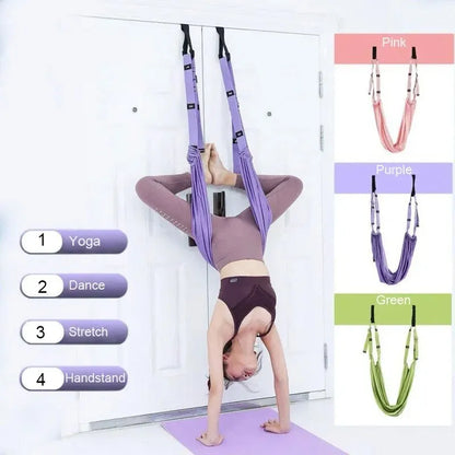 Adjustable Aerial Yoga Strap | Door Hanging Hammock Swing & Handstand Training Rope